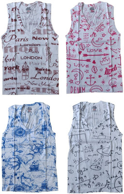 SIRTEX EAZY Vest For Boys Cotton Blend(Multicolor, Pack of 4)