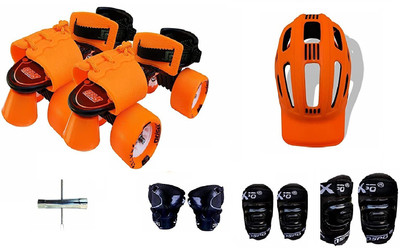Jaspo Thunder Thorns Pro Adjustable Senior Roller Skates Combo Suitable for Age Group 6 to 14 Years Skating Kit
