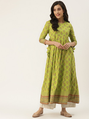 KBZ Women Printed Anarkali Kurta(Green)