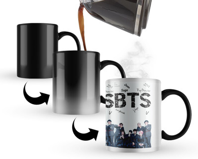 Morons BTS Word Signs Collection Gift For Girls; Set of 1; Color Changing Magic Ceramic Coffee Mug(330 ml)