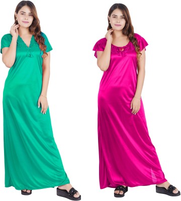 archi creation Women Nighty Set(Green, Pink)