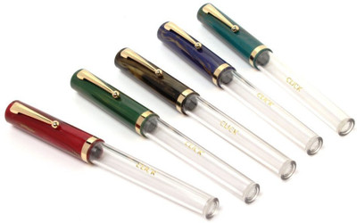 Ledos CLICK BAMBOO DEMONSTRATOR MARBLED CAP EYEDROPPER SYSTEM Pen Gift Set(Pack of 2, Ink Color - Blue)