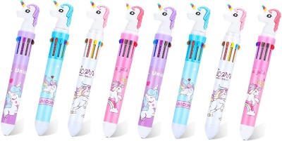 ShubhKraft Birthday Return Gift In Bulk | 10 in 1 Retractable Ball Pens For Kids Multi-function Pen(Pack of 8, Multicolor)