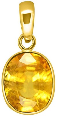 S KUMAR GEMS & JEWELS Certified 7.25 Ratti Yellow Sapphire Stone (Pukhraj) Panchdhatu Gold-plated Sapphire Alloy Pendant