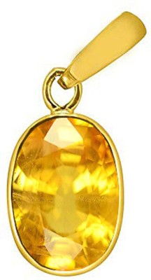 S KUMAR GEMS & JEWELS Certified 11.25 Ratti Yellow Sapphire Stone (Pukhraj) Panchdhatu Gold-plated Sapphire Alloy Pendant