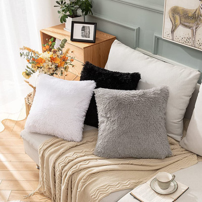 PICKKART Microfibre Solid Cushion Pack of 3(White, Black, Grey)