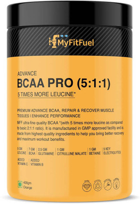 MyFitFuel Advance BCAA Pro (5:1:1) (5 Times Leucine, Glutamine +6 More) 400g Tangy Orange BCAA(400 g, Tangy Orange)