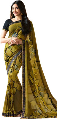 V And V Shop Printed Bollywood Georgette Saree(Multicolor)