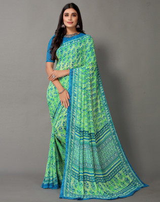 83% OFF on Siril Printed Banarasi Georgette Saree(Green, Blue) 83% OFF on Siril Printed Banarasi Georgette Saree(Green, Blue)