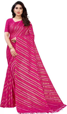 Kanooda Prints Printed Leheria Net Saree(Pink)