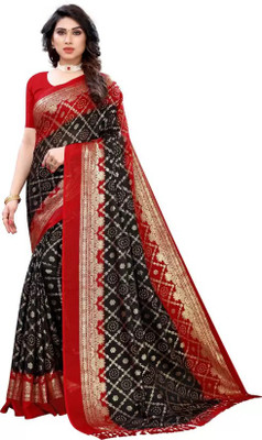 Kanooda Prints Woven Bollywood Net Saree(Black)