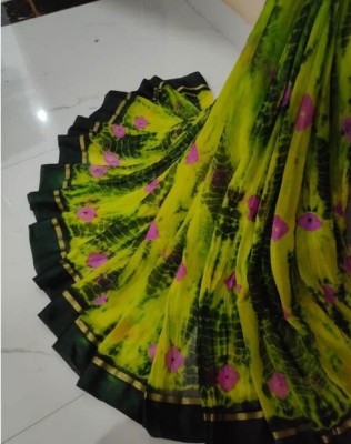 JMD Ent Printed Daily Wear Chiffon Saree(Green)