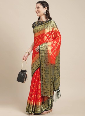 Shaily Self Design, Woven Bollywood Silk Blend Saree(Red)