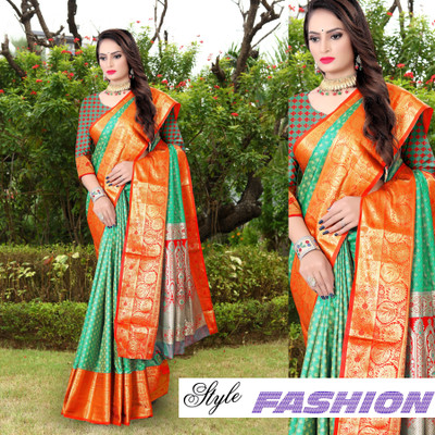 jayant creation Embellished Banarasi Art Silk Saree(Light Green)