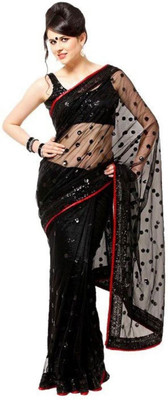veerlaxmi Embroidered Bollywood Net Saree(Black)