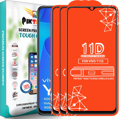 PikTrue Edge To Edge Tempered Glass for Vivo Y15S(Pack of 3)