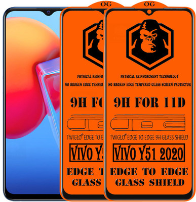 TWIGLO Edge To Edge Tempered Glass for VIVO Y51 2020(Pack of 2)