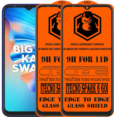TWIGLO Edge To Edge Tempered Glass for TECNO SPARK 6 GO(Pack of 2)