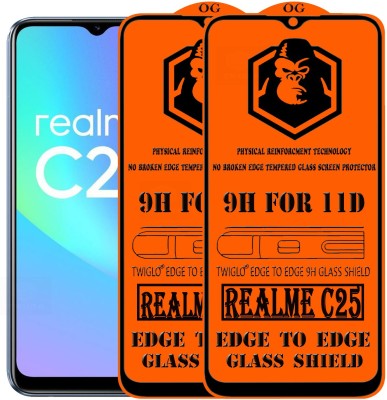 TWIGLO Edge To Edge Tempered Glass for REALME C25(Pack of 2)