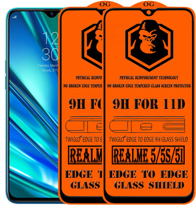 TWIGLO Edge To Edge Tempered Glass for REALME 5(Pack of 2)