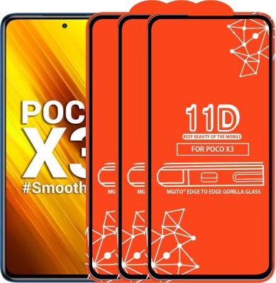 MGito Edge To Edge Tempered Glass for Poco X3(Pack of 3)