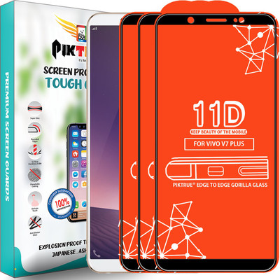 PikTrue Edge To Edge Tempered Glass for VIVO V7 Plus(Pack of 3)