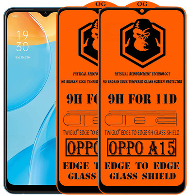 TWIGLO Edge To Edge Tempered Glass for OPPO A15(Pack of 2)