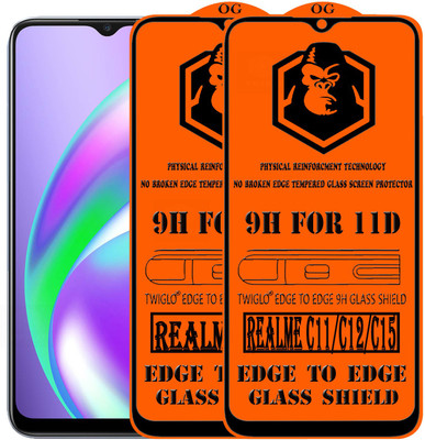 TWIGLO Edge To Edge Tempered Glass for REALME C12(Pack of 2)