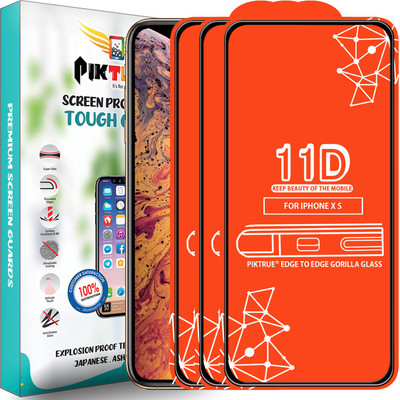 PikTrue Edge To Edge Tempered Glass for Apple iPhone XS(Pack of 3)