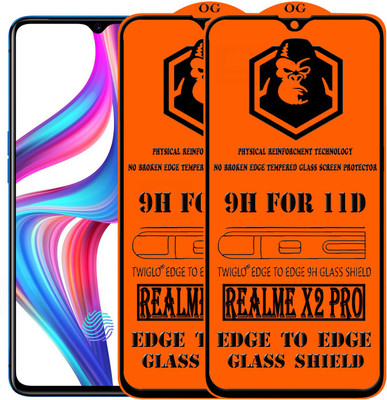 TWIGLO Edge To Edge Tempered Glass for Realme X2 Pro(Pack of 2)