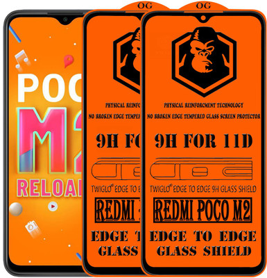 TWIGLO Edge To Edge Tempered Glass for REDMI POCO M2(Pack of 2)