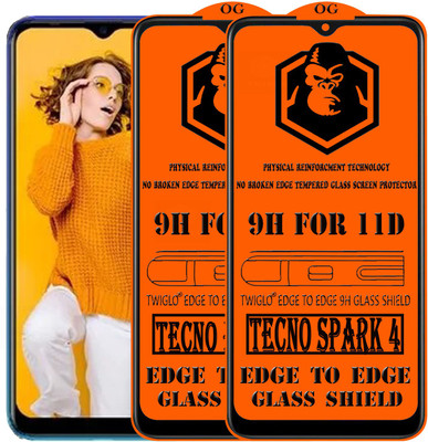 TWIGLO Edge To Edge Tempered Glass for TECNO SPARK 4(Pack of 2)