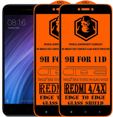 TWIGLO Edge To Edge Tempered Glass for Mi Redmi 4X(Pack of 2)