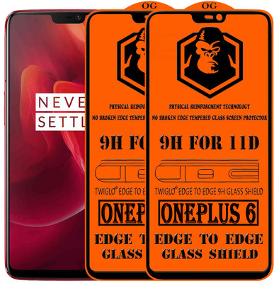 TWIGLO Edge To Edge Tempered Glass for OnePlus 6(Pack of 2)