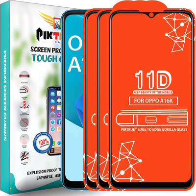 PikTrue Edge To Edge Tempered Glass for Oppo A16K(Pack of 3)