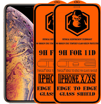 TWIGLO Edge To Edge Tempered Glass for Apple iPhone X(Pack of 2)