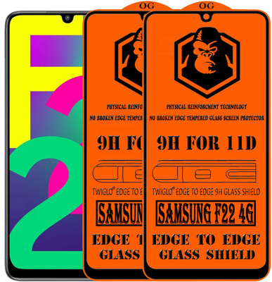 TWIGLO Edge To Edge Tempered Glass for SAMSUNG F22 4G(Pack of 2)