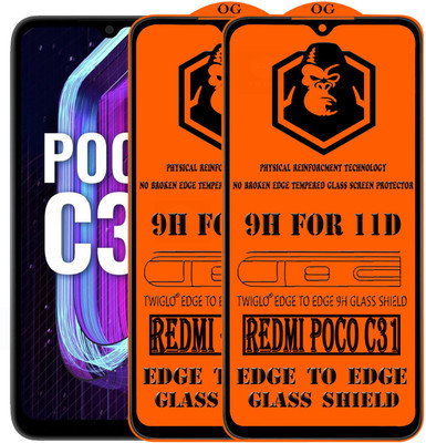 TWIGLO Edge To Edge Tempered Glass for REDMI POCO C31(Pack of 2)