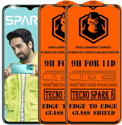 TWIGLO Edge To Edge Tempered Glass for TECNO SPARK 8(Pack of 2)