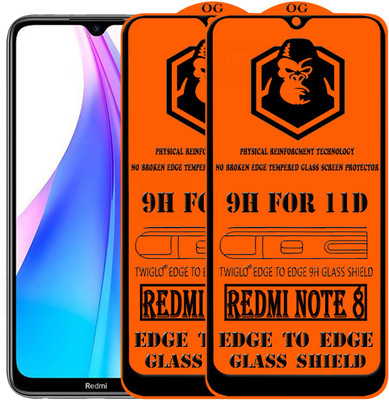 TWIGLO Edge To Edge Tempered Glass for REDMI NOTE 8(Pack of 2)