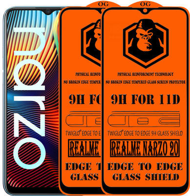 TWIGLO Edge To Edge Tempered Glass for REALME NARZO 20(Pack of 2)