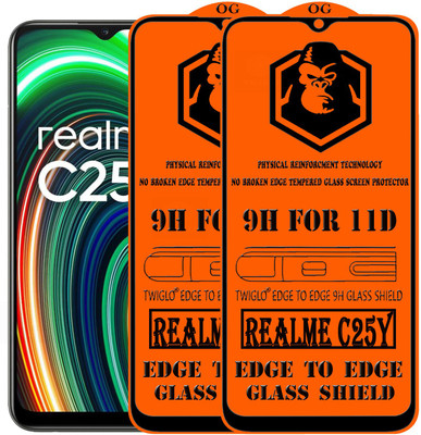 TWIGLO Edge To Edge Tempered Glass for REALME C25Y(Pack of 2)