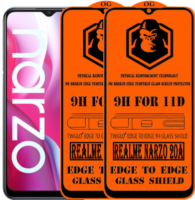 TWIGLO Edge To Edge Tempered Glass for REALME NARZO 20A(Pack of 2)