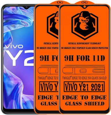 TWIGLO Edge To Edge Tempered Glass for VIVO Y21 2021(Pack of 2)