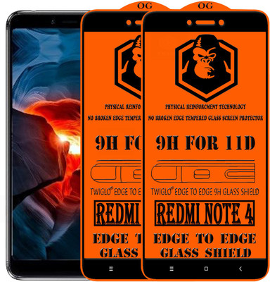 TWIGLO Edge To Edge Tempered Glass for Mi Redmi Note 4(Pack of 2)