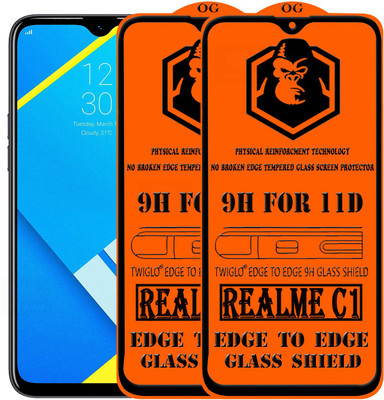 TWIGLO Edge To Edge Tempered Glass for Realme C1(Pack of 2)