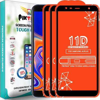 PikTrue Edge To Edge Tempered Glass for Samsung Galaxy J4 Plus(Pack of 3)