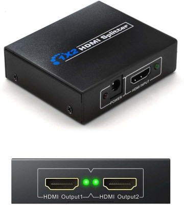 microware 1x2 HDMI Splitter 2 Ports, HDMI Splitter 1 in 2 Out, Supports 3D 4K x 2K 30HZ Full HD 1080P, Support Four TVs or Multi Monitor Adapter at Same Time Media Streaming Device(Black)