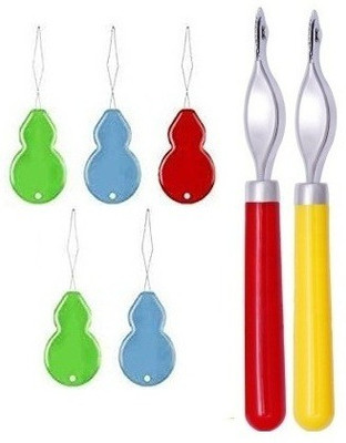Kunfaya 5 Pc Needle Threader Picker + 2Pc Steel Needle-Pointed Tracing Wheel Sewing Kit
