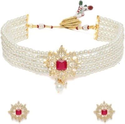 prem Brass Gold-plated White, Red, Gold Jewellery Set(Pack of 1)